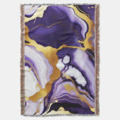 Vet Trendy paarse geel Gouden faux marmer Deken (Voorkant Verticaal)