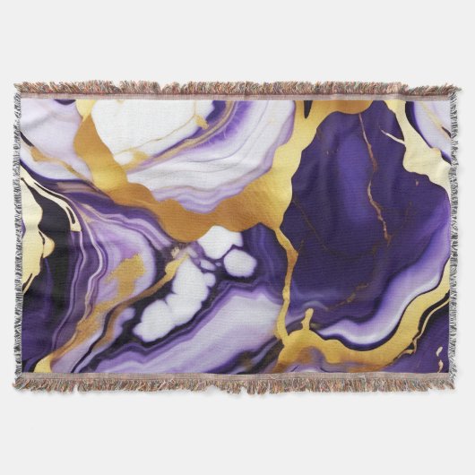 Vet Trendy paarse geel Gouden faux marmer Deken (Voorkant)