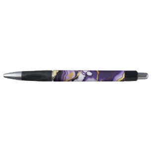 Vet Trendy paarse geel Gouden faux marmer Pen