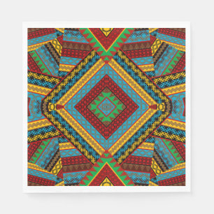Vet Tribal Geometrisch Patroon Kleurrijke Etnische Servet