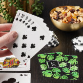 Vet Tropisch Groen Waterverf bladeren Monogram Pokerkaarten (Insitu)