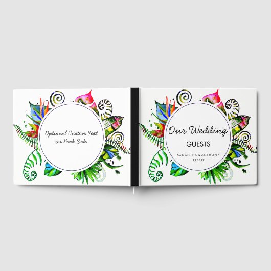 Vet tropisch palmleder met wiet bruiloft monogram gastenboek (Volledig)