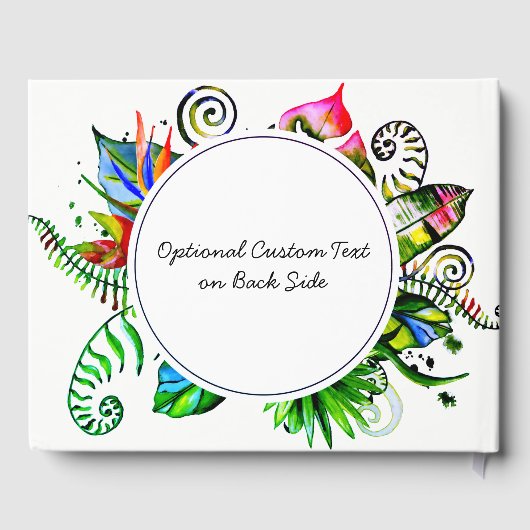 Vet tropisch palmleder met wiet bruiloft monogram gastenboek (Achterkant)