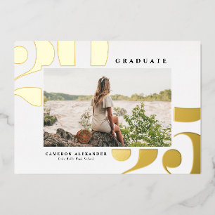 Vet Typografie 2024 Foto Afstuderen Goud Folie Uitnodiging