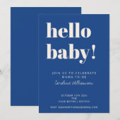 Vet Typografie Blauw Modern Schattige Baby shower Kaart (Voorkant / Achterkant)