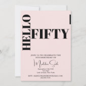 Vet Typografie Blush Pink Modern 50ste Verjaardag Kaart (Voorkant)