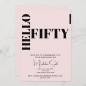 Vet Typografie Blush Pink Modern 50ste Verjaardag Kaart (Voorkant / Achterkant)