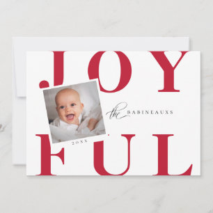 Vet Typografie JOYFUL Holiday Fotokaart Rode kaart