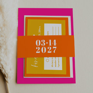 Vet Typografie Oranje bruiloft uitnodiging Uitnodigingen Wikkel