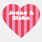 Vet Typografie, Roze en Rode Bruiloft Hart Sticker (Voorkant)