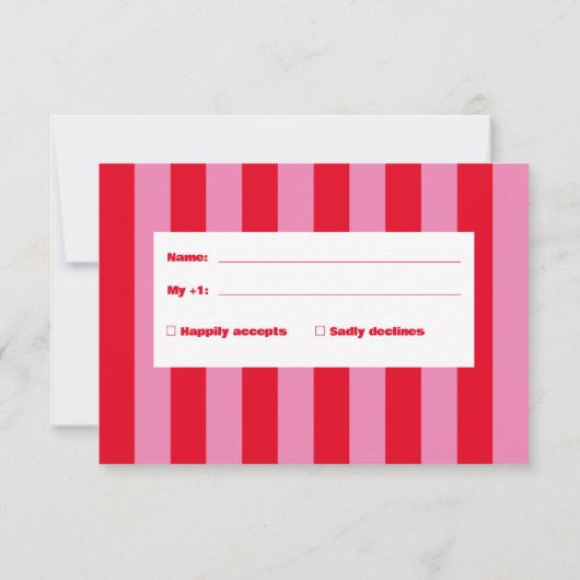 Vet Typografie, Roze en Rode Bruiloft RSVP Kaartje (Achterkant)