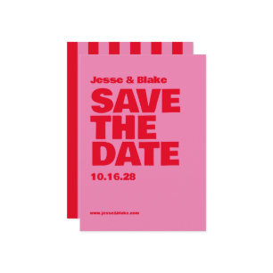 Vet Typografie, Roze en Rode Bruiloft Save The Date