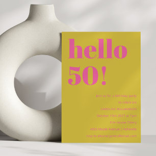 Vet Typografie Roze Geel Modern 50ste verjaardag Kaart