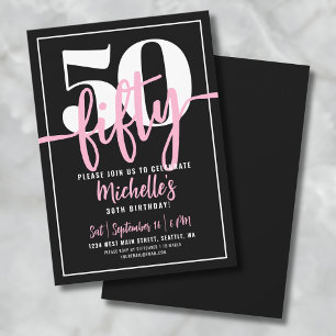 Vet Typografie Roze Modern 50ste verjaardag Kaart