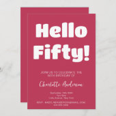 Vet Typografie Viva Magenta Modern 50ste verjaarda Kaart (Voorkant / Achterkant)