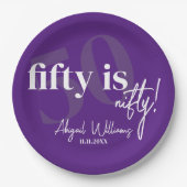 Vet Typografie w / Kalligrafie 50e Verjaardag Part Papieren Bordje (Voorkant)