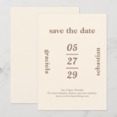 Vet Typografisch Neutraal Mocha Modern Bruiloft Save The Date (Voorkant / Achterkant)