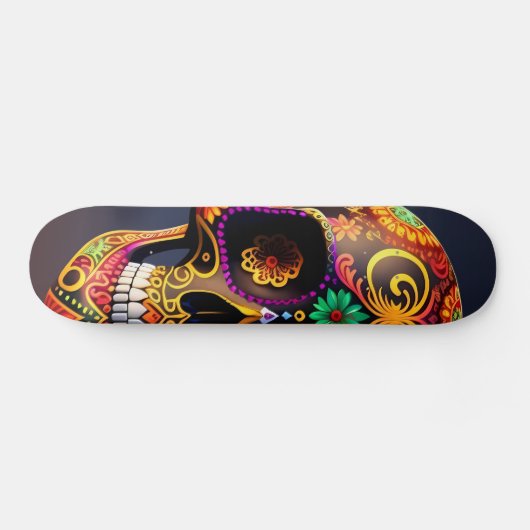 Vet Veelkleurige suikerschedel Skateboard (Horizontaal)