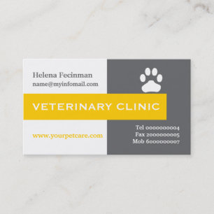 Vet/Veterinary Clinic, paw yellow eye-Catching Visitekaartje