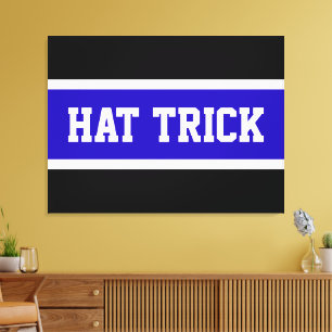 Vet Vid Blauw Zwart Witte Hockey PET TRICK-tekst Canvas Afdruk