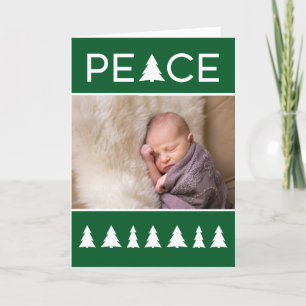 Vet Vrede Typografie Groen Wit Bomen Uw Foto Feestdagen Kaart