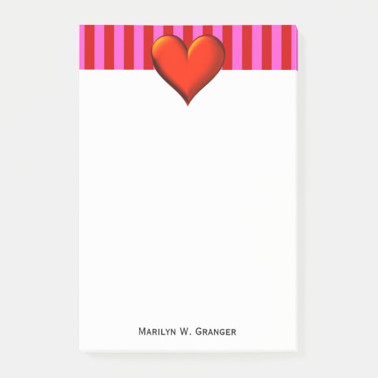 Vet, warm roze, rode strepen, rood metaalhars post-it® notes (Voorkant)