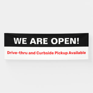 Vet, we zijn open drive door Curbside Pick-up Spandoek