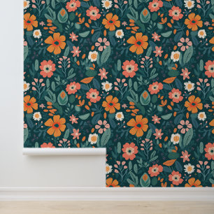 Vet Wildbloemen Bloemgroen Behang