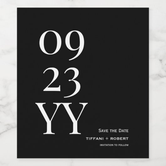 Vet Wit Datum over Zwart De datum opslaan Wijn Etiket (Enkel label)