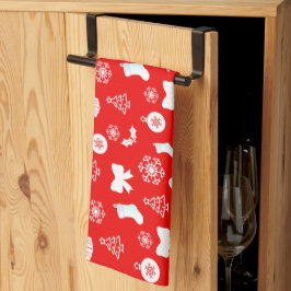 Vet Wit met rode kerst Theedoek