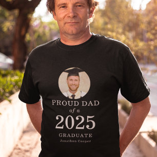 Vet Wit Tekst Foto Trotse Pap van 2024 Afstuderen T-shirt