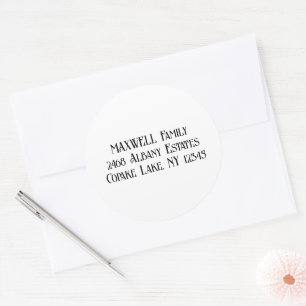 Vet Zwart Elegant Typografie Achternaam Ronde Sticker