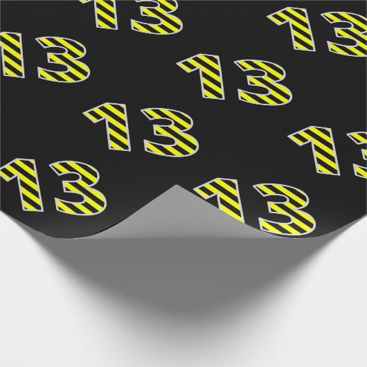 Vet, zwart en geel Stripes 13 Event # (Birthday) Cadeaupapier (Hoek)