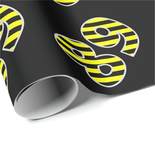 Vet, zwart en geel Stripes 89 Event # (Birthday) Cadeaupapier (Rol Hoek)