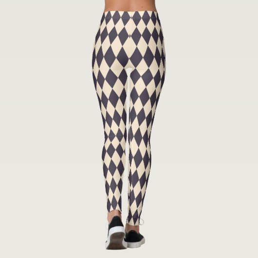 Vet Zwart en Papaya Harlequin Check Patroon Leggings (Achterkant)