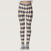 Vet Zwart en Papaya Harlequin Check Patroon Leggings (Voorkant)
