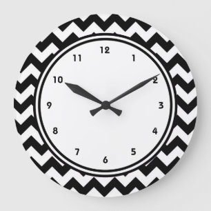 Vet zwart en wit Chevron Zigzag Grote Klok