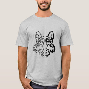 Vet zwart en wit dier Wolf Head Design T-shirt