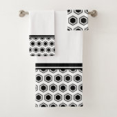 Vet zwart en wit hexagonal Patroon Bad Handdoek (Insitu)