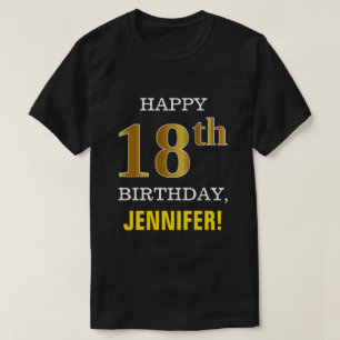 Vet, zwart, Faux Gold 18th Birthday met Shirt naam