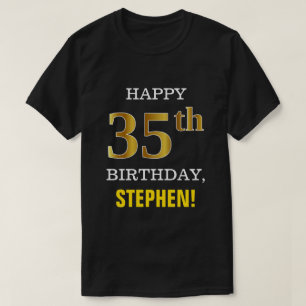 Vet, zwart, Faux Gold 35th Birthday met Shirt naam