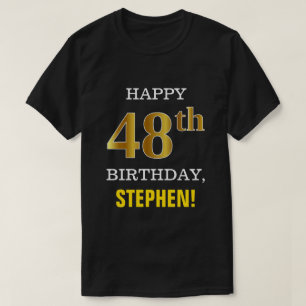 Vet, zwart, Faux Gold 48th Birthday met Shirt naam