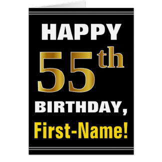 Vet, zwart, Faux Gold 55th Birthday, met kaart op