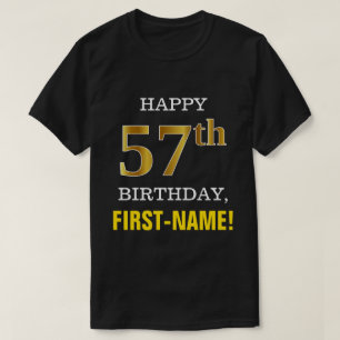 Vet, zwart, Faux Gold 57th Birthday met Shirt naam
