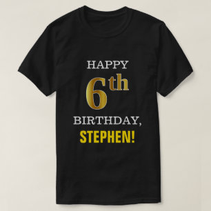 Vet, Zwart, Faux Gold 6e Verjaardag w / Naam Shirt