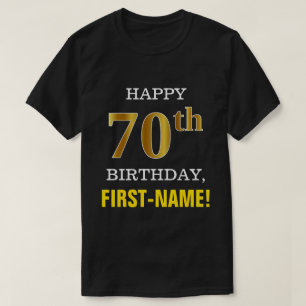 Vet, zwart, Faux Gold 70th Birthday met Shirt naam