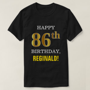 Vet, zwart, Faux Gold 86th Birthday met Shirt naam