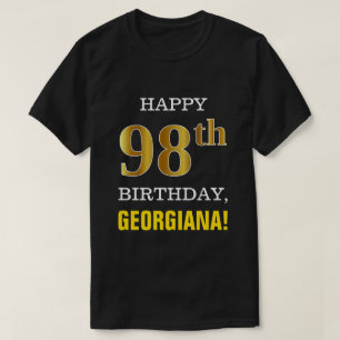 Vet, zwart, Faux Gold 98th Birthday met Shirt naam