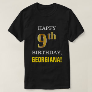 Vet, Zwart, Faux Gold 9e Verjaardag w / Naam Shirt