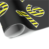 Vet, zwart & geel Strepen 76 Event # (Verjaardag) Cadeaupapier (Rol Hoek)